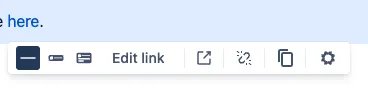 Confluence Cloud link selection toolbar